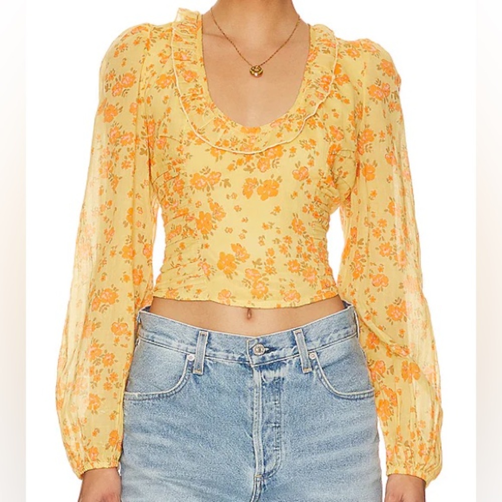 Free People Another Life Printed Top- Honey Combo Floral
